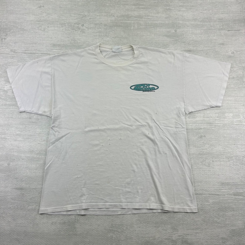 Vintage 90s Split Second Shirt Size Large White Speed Gear Car Racing